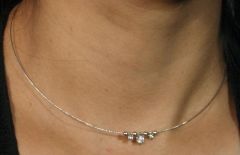 Silber collier, Collier-Kette-,-drei-zirkonia-stahlseil-silberfassung-