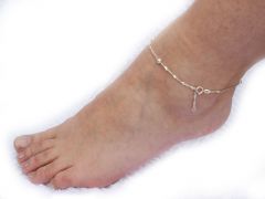 Fußkette Silber, Singnapur mit Kügelchen.