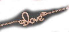 Fußkette Silber, "Love" Schriftzug,rose-vergoldet.