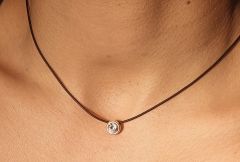 Kautschuk Collier-zirkonia-silberfassung-