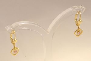 Kinderohrringe-Gold, 333,  15*6mm, pinker Stein