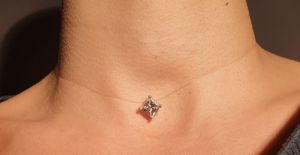 Kette-schwebender Stein, Silber, Zirkonia 7*7mm, 42cm, Nyloncollier