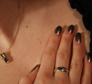 Goldschmuck Set-Zirkonia-Blau Spinell,synt. Ring , Anhänger,Kette